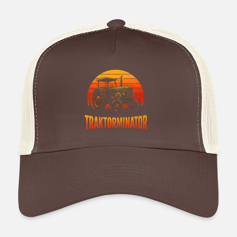 Funny farmer and tractor design Trucker Cap