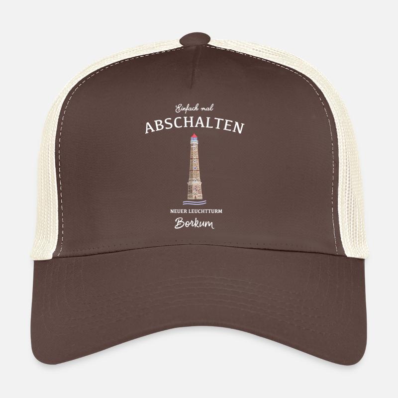 Borkum, Neuer Leuchtturm - Trucker Cap - Braun/Beige