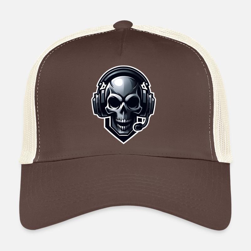 Skull with Gaming Headset Trucker Cap