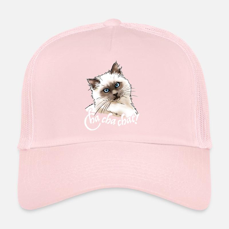 chat birman "Cha cha chat!" (texte blanc) Casquette trucker 