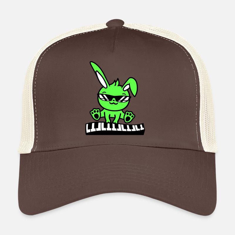 Easter Bunny Rabbit Cute Piano Keyboard Playing Trucker Cap