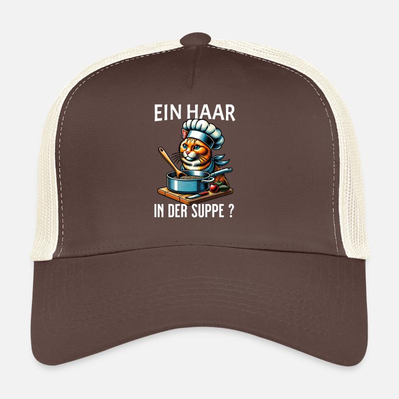 Ein Haar in der Suppe - süßes Katzen Design - Trucker Cap - Braun/Beige