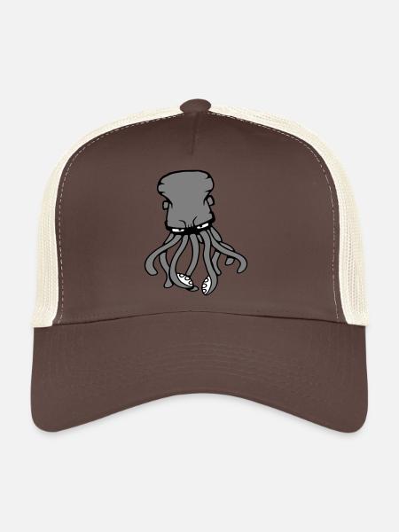 Pieuvre, Pieuvre, Pieuvre, Céphalopode, Calmar géant - Casquette trucker  - marron/beige - Devant
