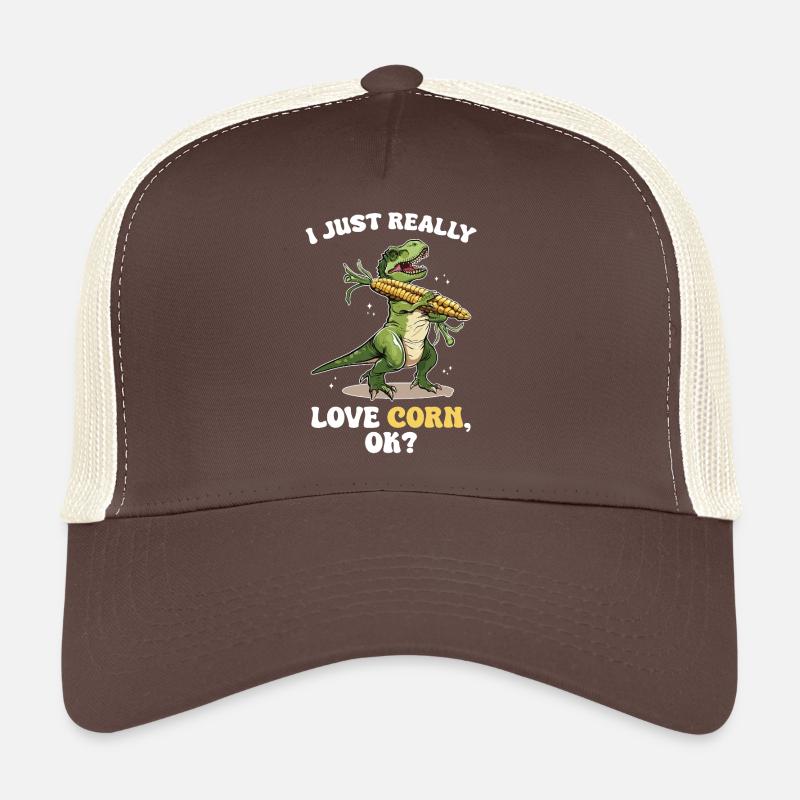 I love Corn T-Rex Dinosaurier lustig - Trucker Cap - Braun/Beige