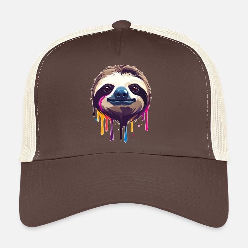 Faultier Neon Farbtropfen Illustration Trucker Cap