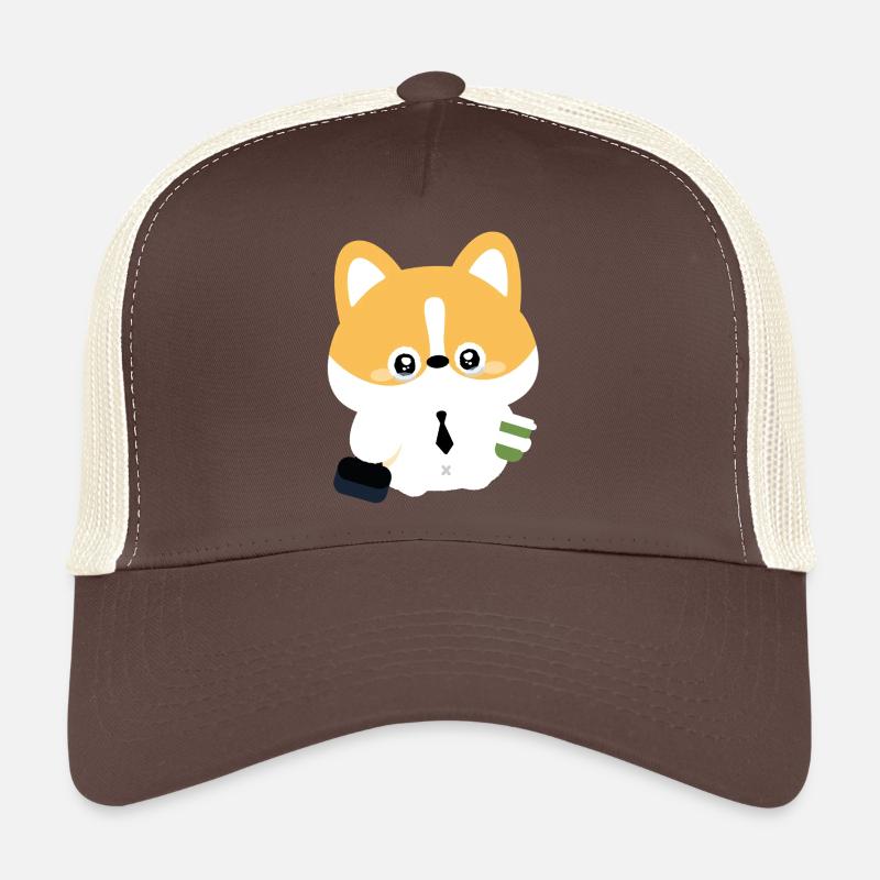 Corgi en cravate avec tasse de café Casquette trucker 