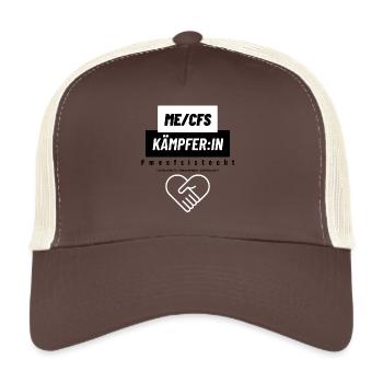 ME/CFS KÄMPFER:IN 💪 - Trucker Cap - Braun/Beige - Vorne