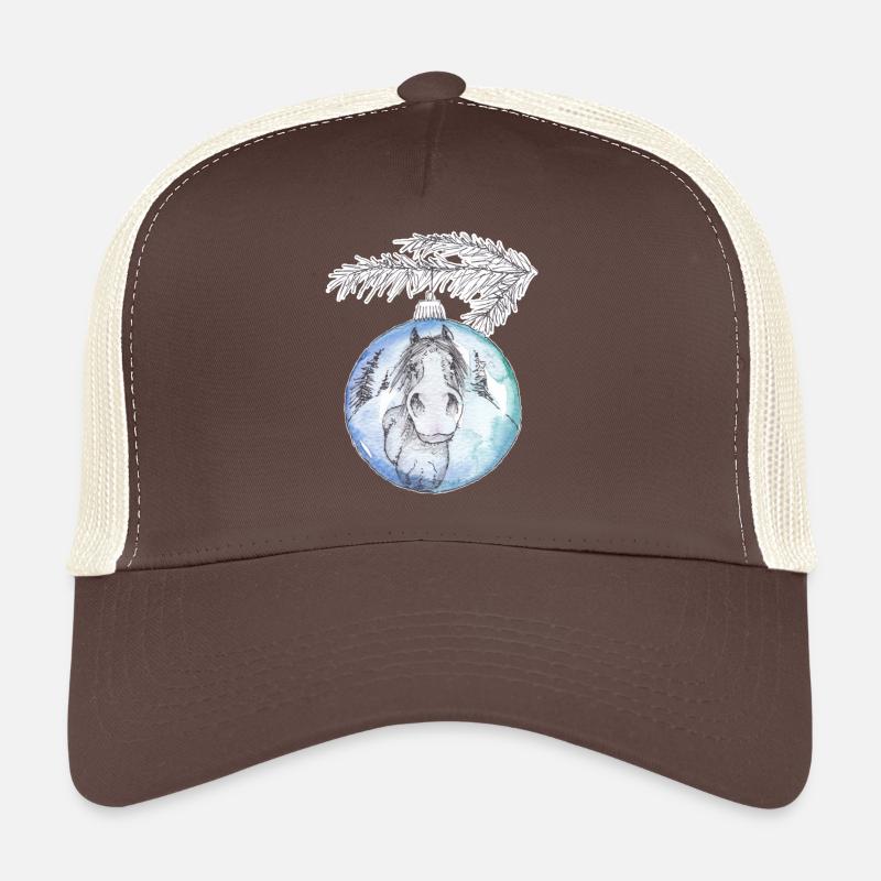 Weihnachtskugel Merry Christmas blau Pferd - Trucker Cap - Braun/Beige