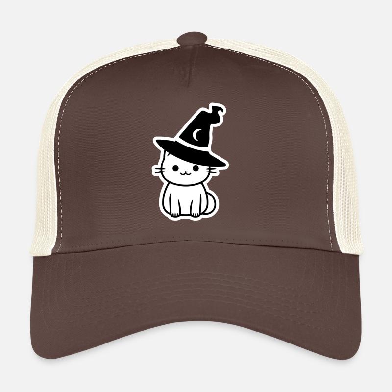 Chat sorcière d'halloween noir et blanc Casquette trucker 