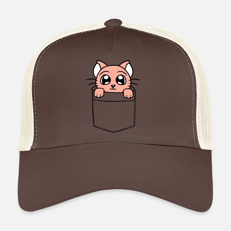 Petit chat mignon dans le sac sac de chemise à poche de poitrine Casquette trucker 