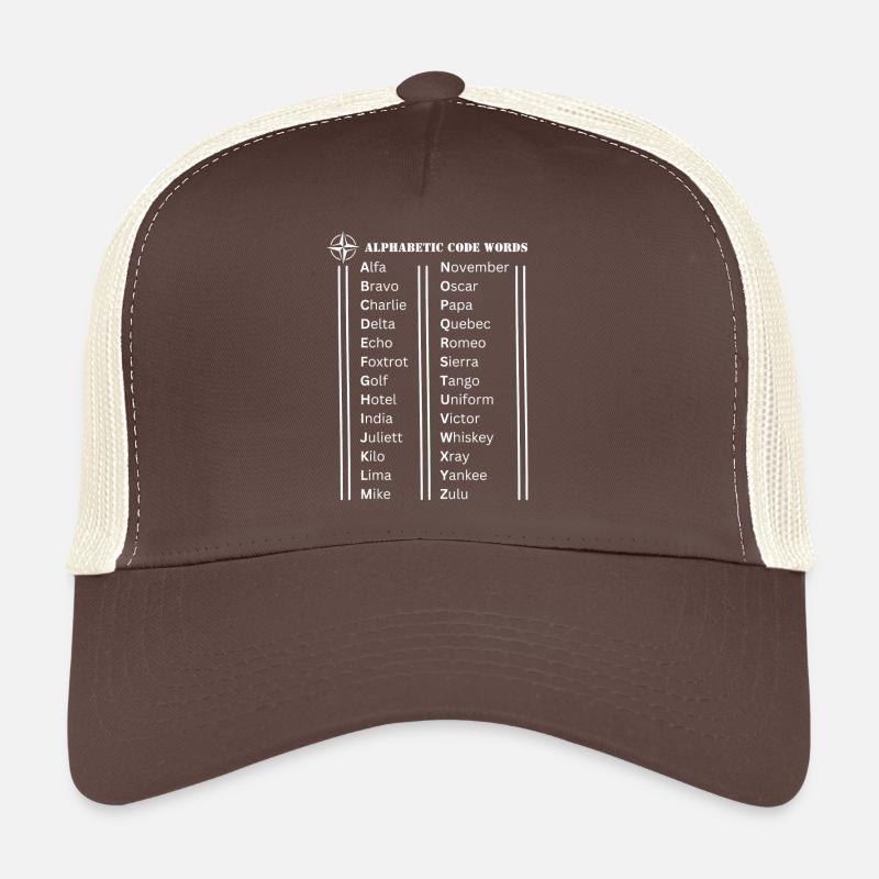 Mots de code de l’alphabet Casquette trucker 