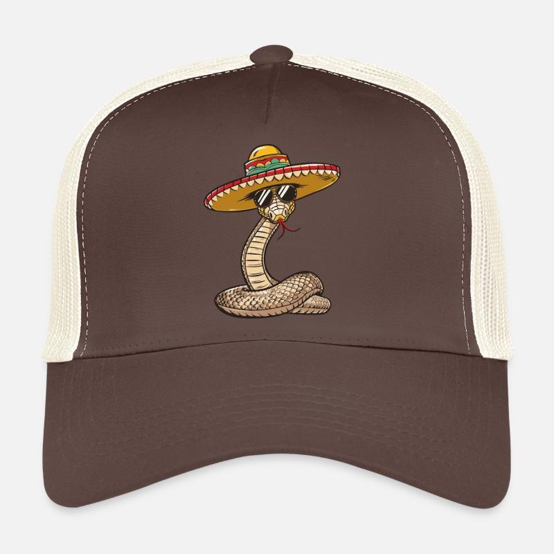 Schlange Kobra Comic Lustig Sombrero - Trucker Cap - Braun/Beige