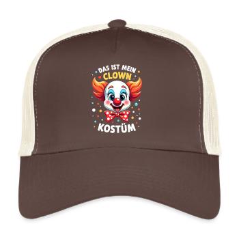Karneval Clown Kostüm Fasching Fastnacht - Trucker Cap - Braun/Beige - Vorne