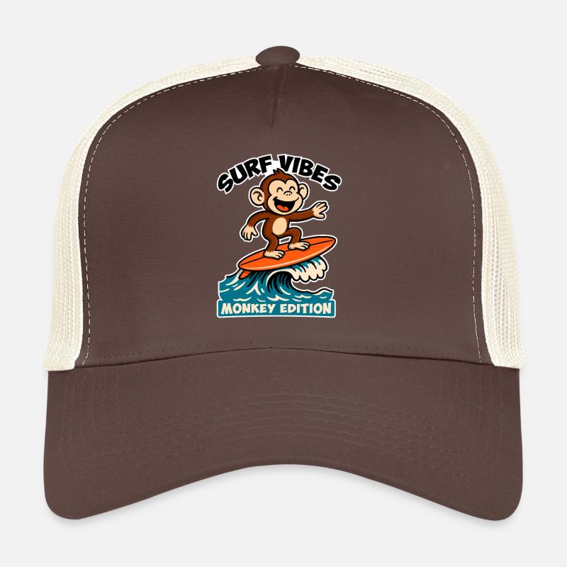 Surf Vibes, édition singe. Bon singe surfeur Casquette trucker 