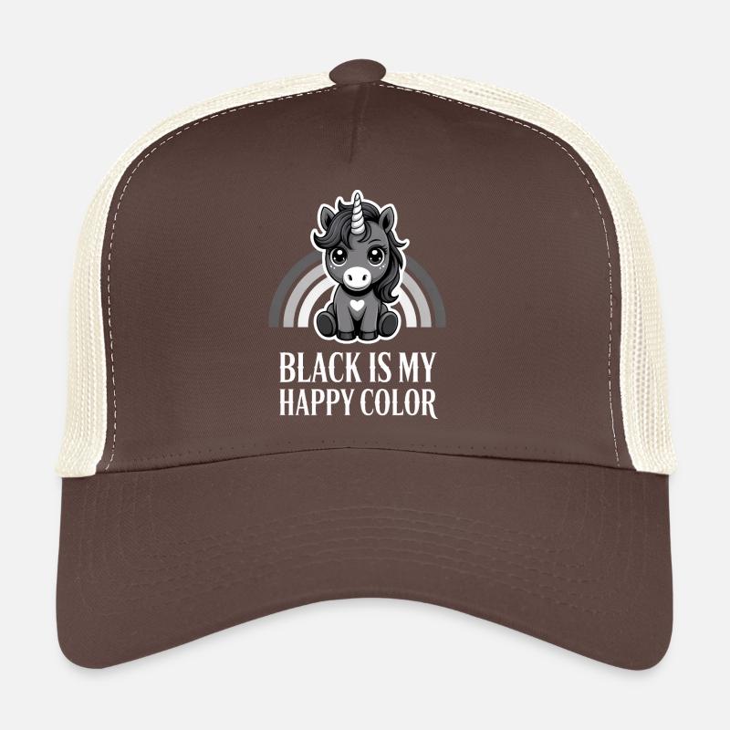 Licorne Noire Joyeuse Couleur Casquette trucker 