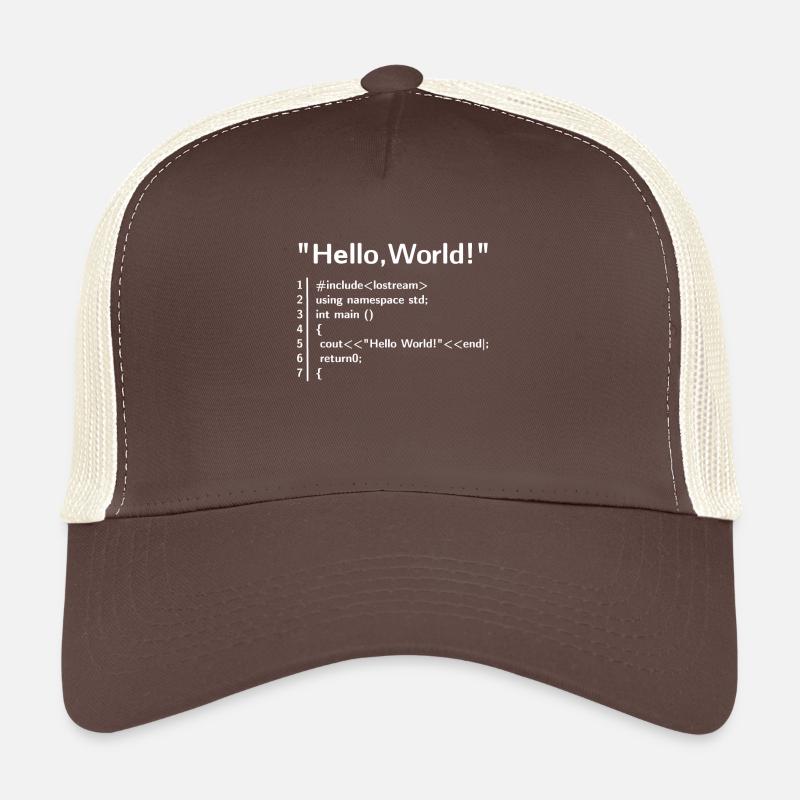 Hello Welt Programm - Programmierer T-Shirt - Trucker Cap - Braun/Beige