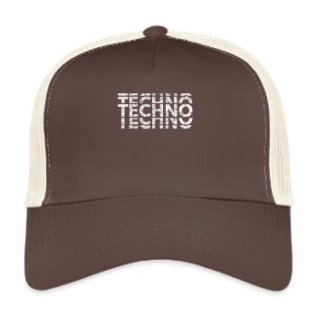 Techno Music Bass Shirt - Trucker Cap - Braun/Beige - Vorne