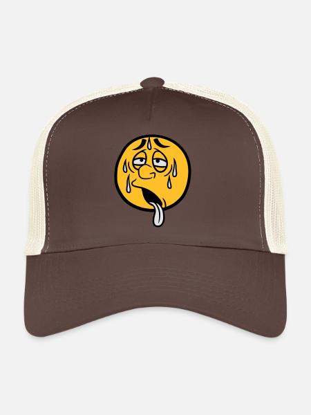 cercle de dessin animé visage dessin animé rond soleil épuisé - Casquette trucker  - marron/beige - Devant