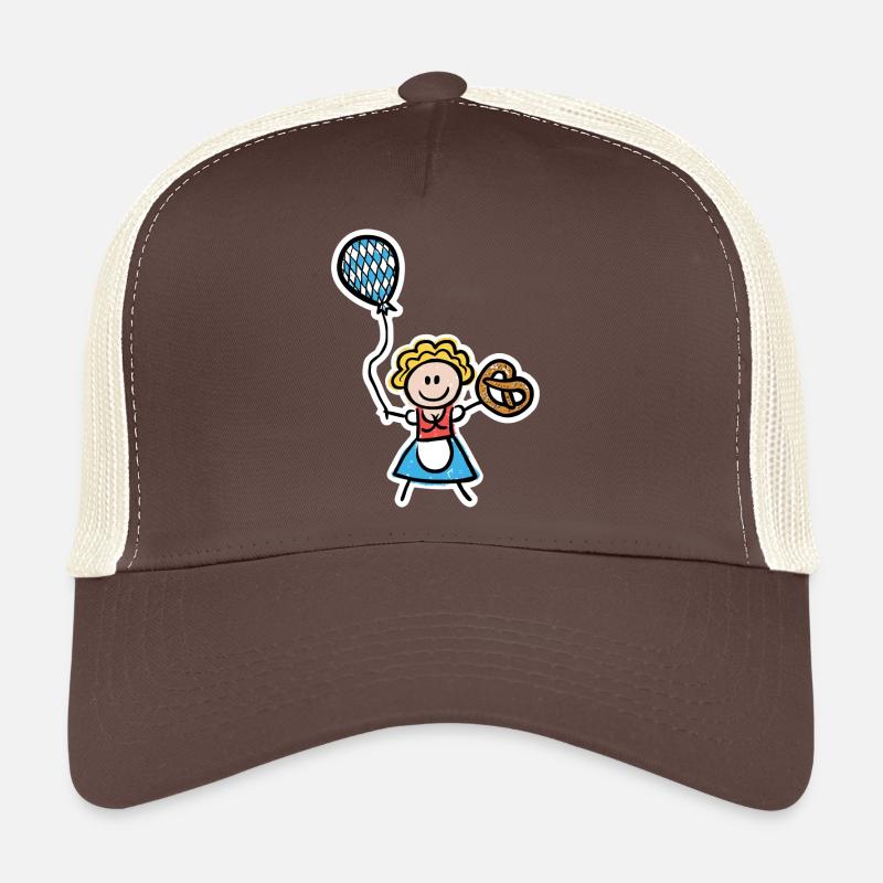 Lustiges Madl im Dirndl mit Luftballon und Brezel Trucker Cap