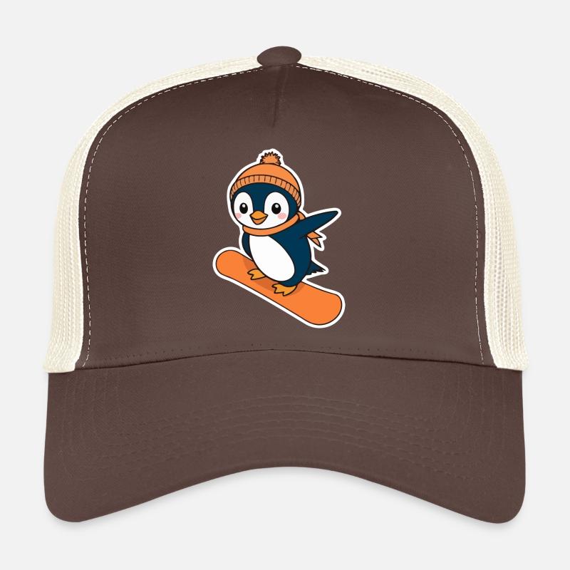 Pingouin sur un snowboard Casquette trucker 
