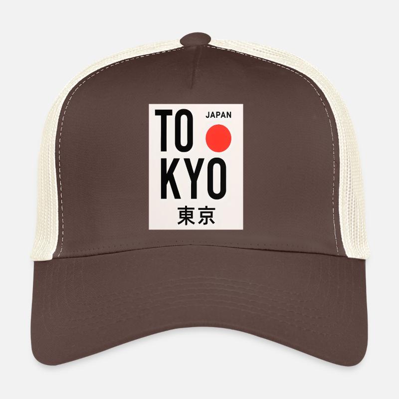 Style minimaliste de Tokyo avec soleil rouge Casquette trucker 