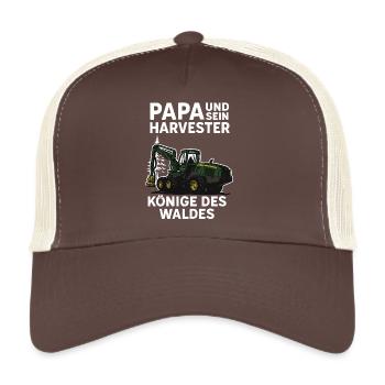 Papa und sein Harvester – Könige des Waldes - Trucker Cap - Braun/Beige - Vorne