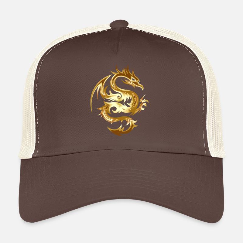 goldener Drache - Trucker Cap - Braun/Beige