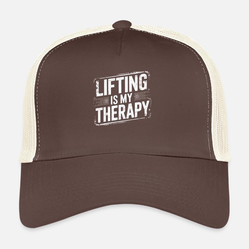 Lifting is my Therapy - Trucker Cap - Braun/Beige