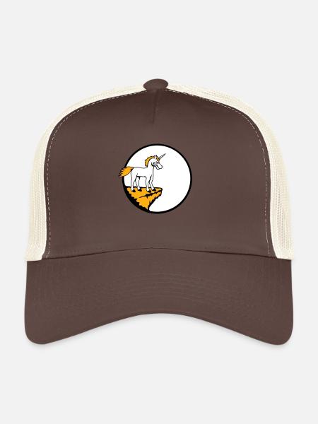 Unicorn Cliff Moon Evil Angry Bad Mood - Trucker Cap - brown/beige - Front