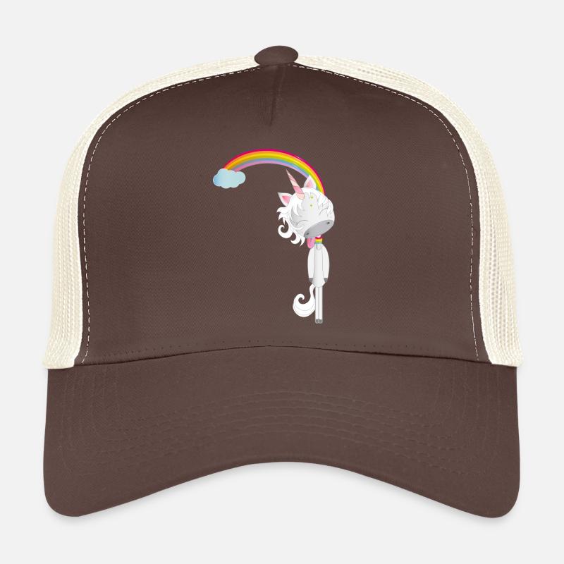 Unicorn hangs on the rainbow Trucker Cap