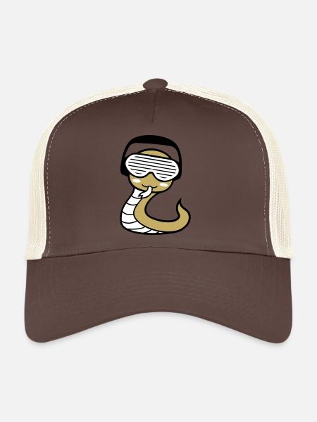 Mignon DJ serpent casque fête club musique Fun - Casquette trucker  - marron/beige - Devant