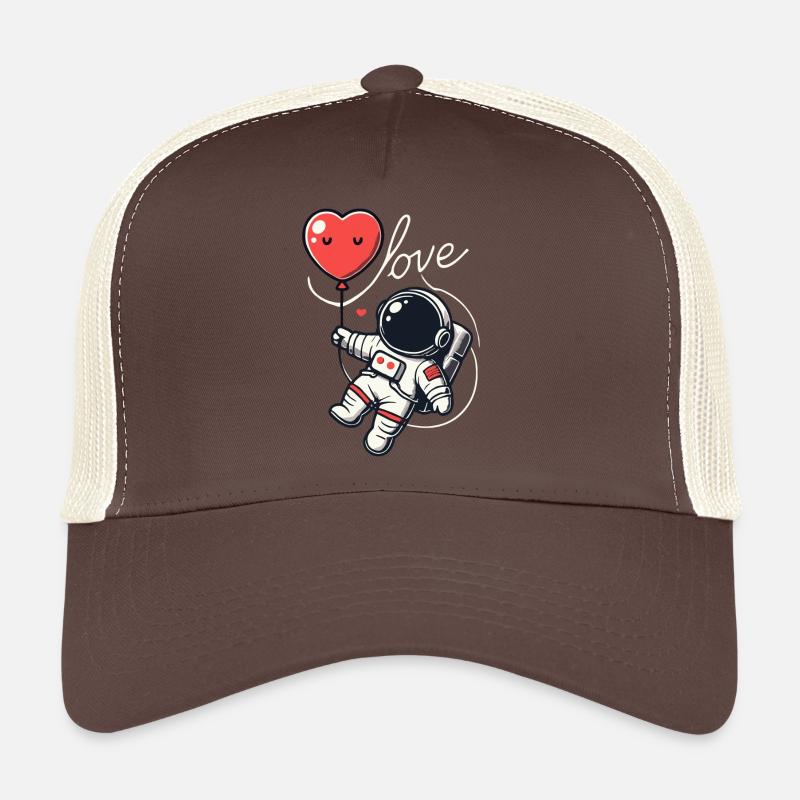 Astronaut holding a heart balloon - Trucker Cap - brown/beige
