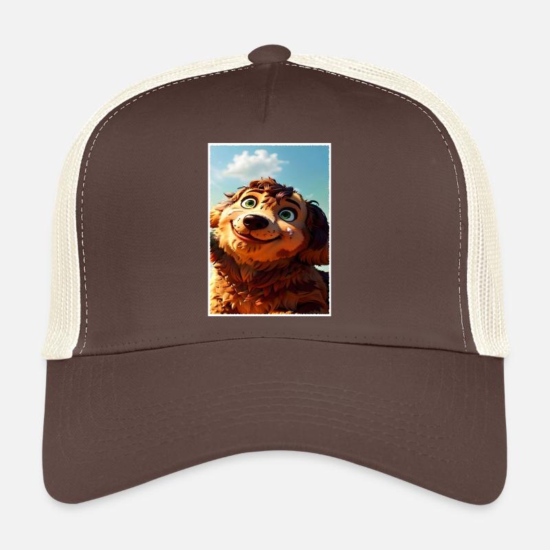 Un chiot brun-roux. Casquette trucker 