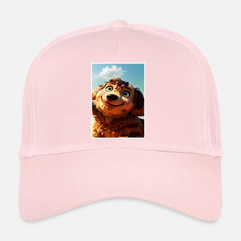 Un chiot brun-roux. Casquette trucker