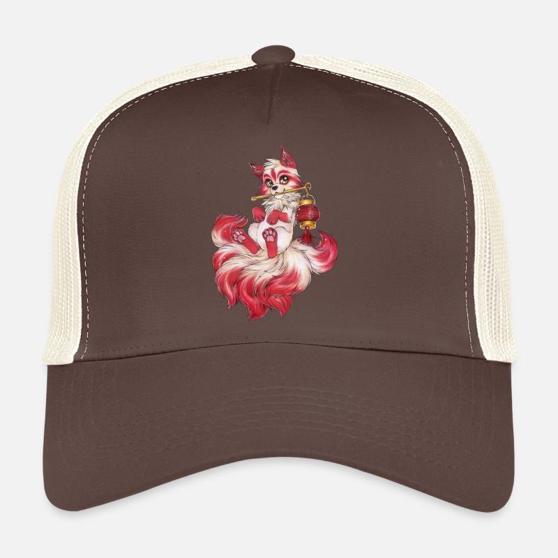 Kitsune with Lantern Japanese Fox Ghost Trucker Cap