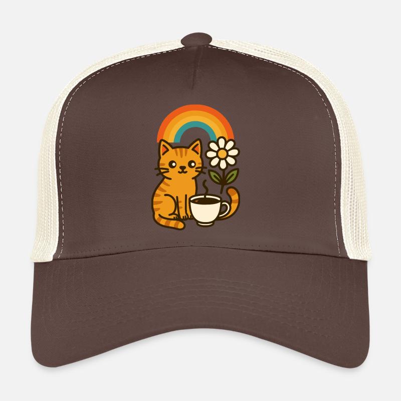 Café, Chat et Arc-en-ciel Casquette trucker 