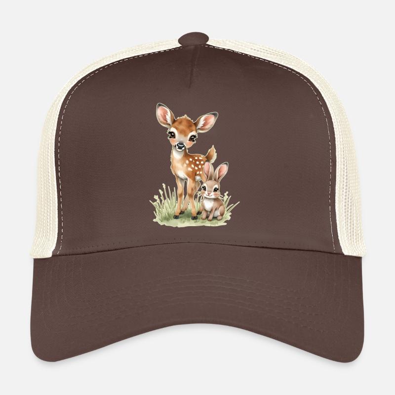 🦌🐰Faon et Tender Bunny – Illustration Casquette trucker 
