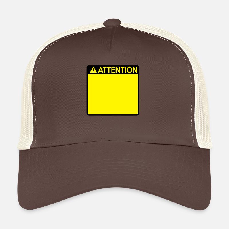Attention Sign (2 colour) - Trucker Cap - brown/beige