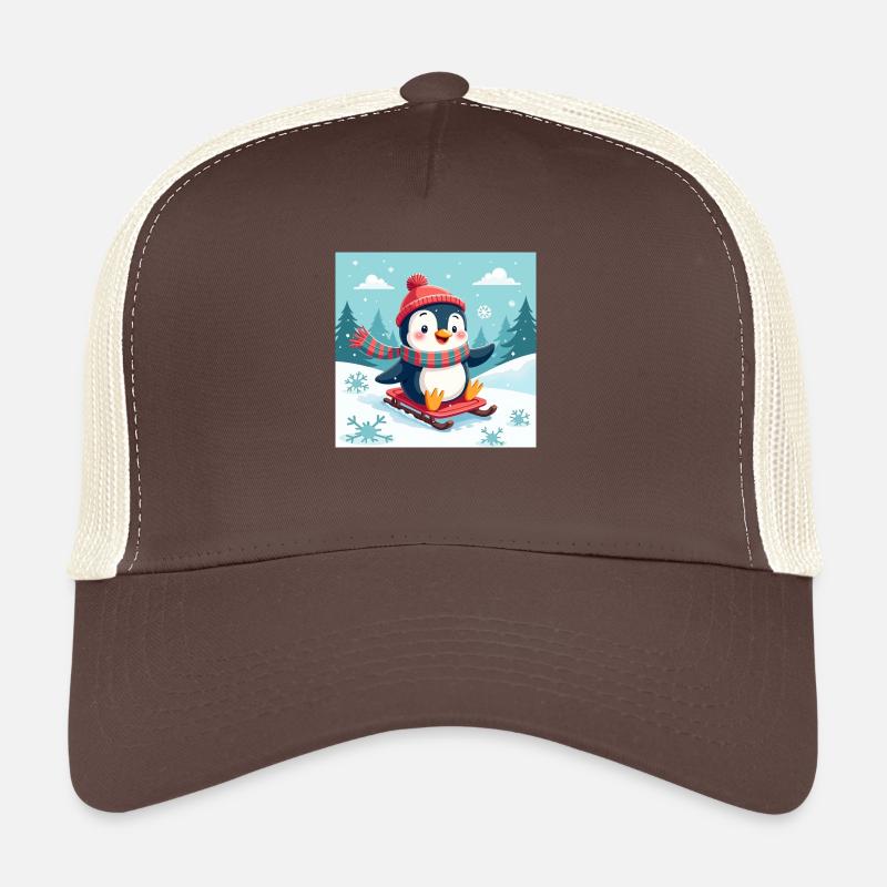 Laughing penguin on the sleigh – winter fun Trucker Cap