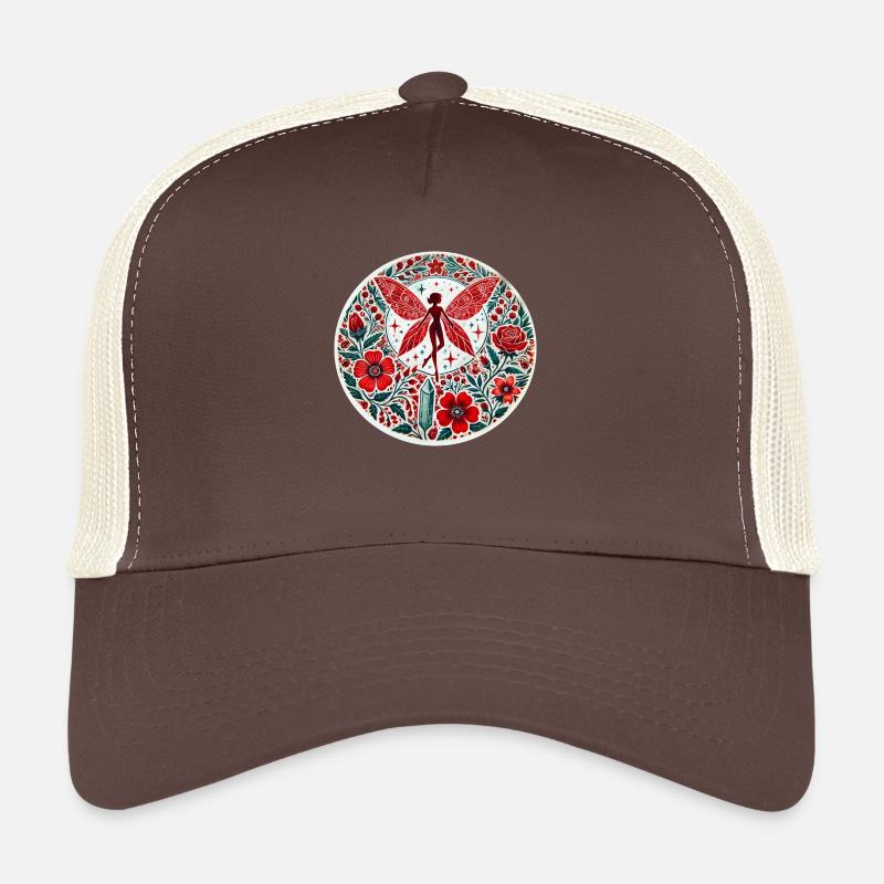 Vintage Rote Fee - Trucker Cap - Braun/Beige