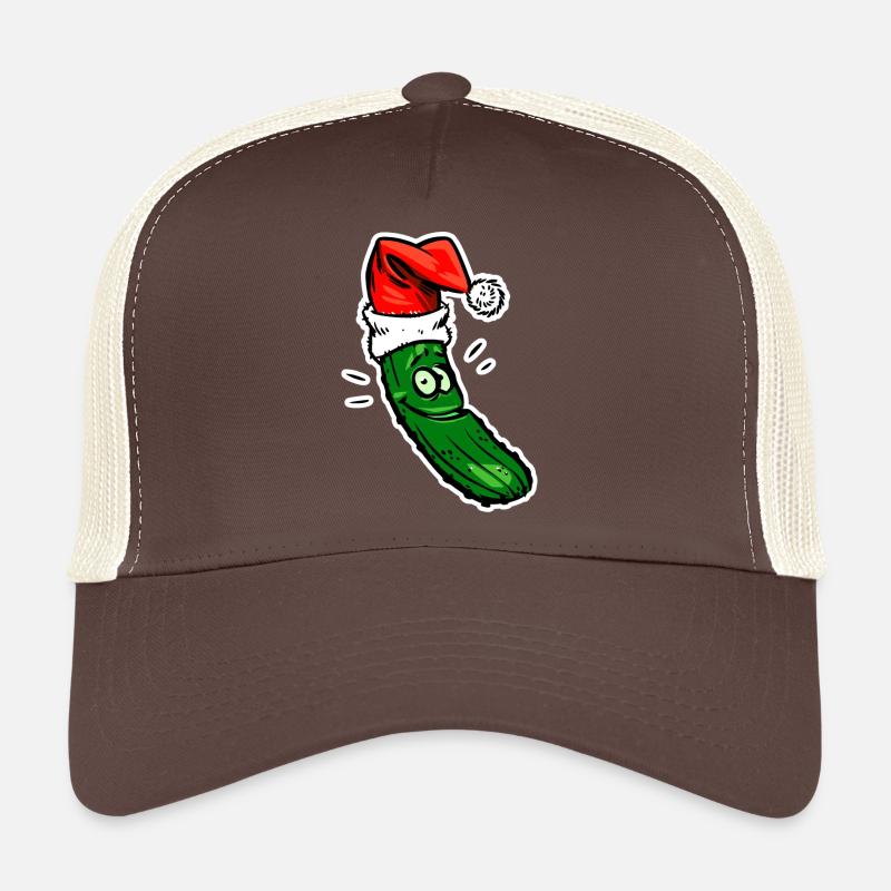 Weihnachtsgurke mit Santa Muetze - Trucker Cap - Braun/Beige