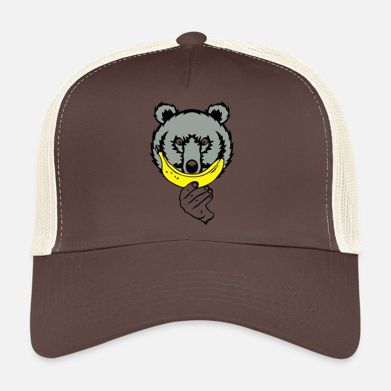 teddy bear smiling banana smiley face because Trucker Cap