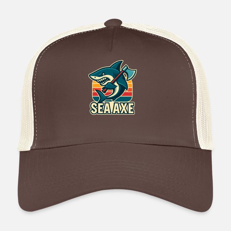 Haifisch-Seeaxt-Design - Trucker Cap - Braun/Beige