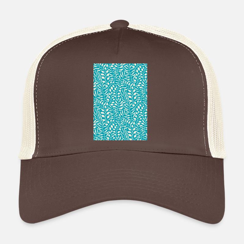 Design de feuille de palmier bleu - Casquette trucker  - marron/beige