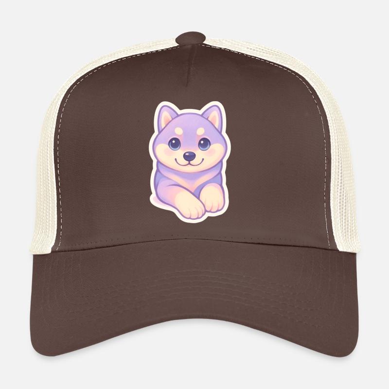 Lilac Chibi Puppy on Soft Background Trucker Cap