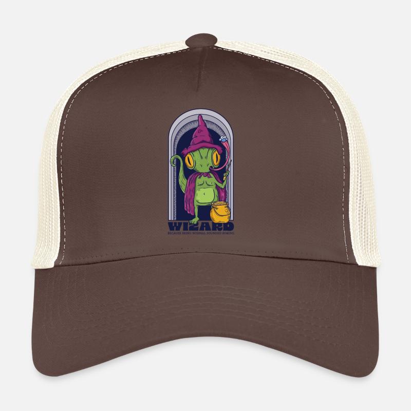 Wizard Lizadr Reptile Weird Cartoon Trucker Cap