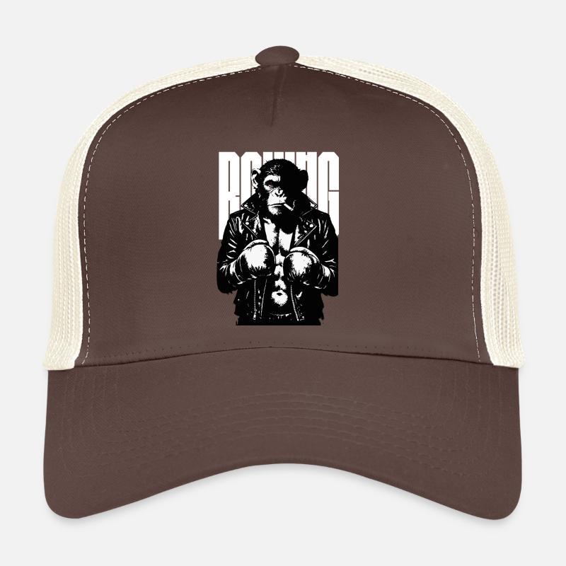 Monkey Boxer Rebel Monkey in Leather Boxing Jacket Trucker Cap