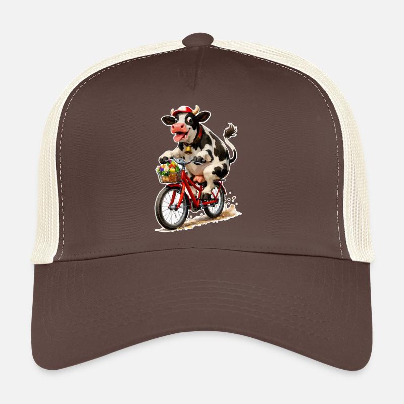 Vache sur vélo avec panier Casquette trucker 
