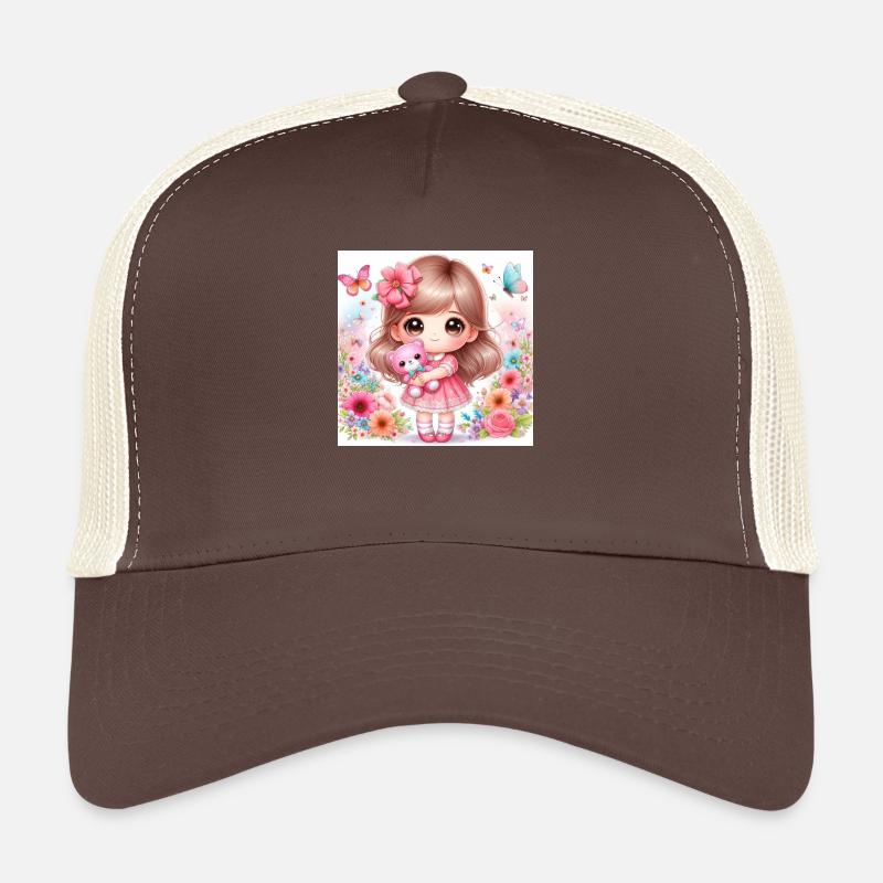 Kleine Puppe mit Teddybär Trucker Cap