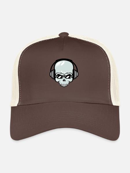 Skull Skeleton Skull Horror Halloween Head - Trucker Cap - brown/beige - Front